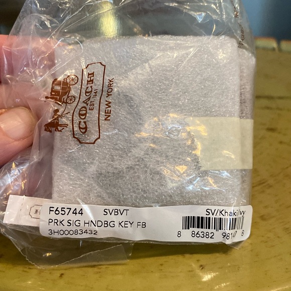 NWTO COACH Green Patent Leather & Canvas Mini Handbag Purse Charm/Key Ring - Picture 7 of 7